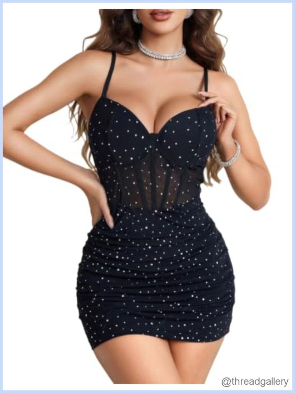Sexy Bodycon Mini Dress Sparkle Mesh Corset Club Party Dress